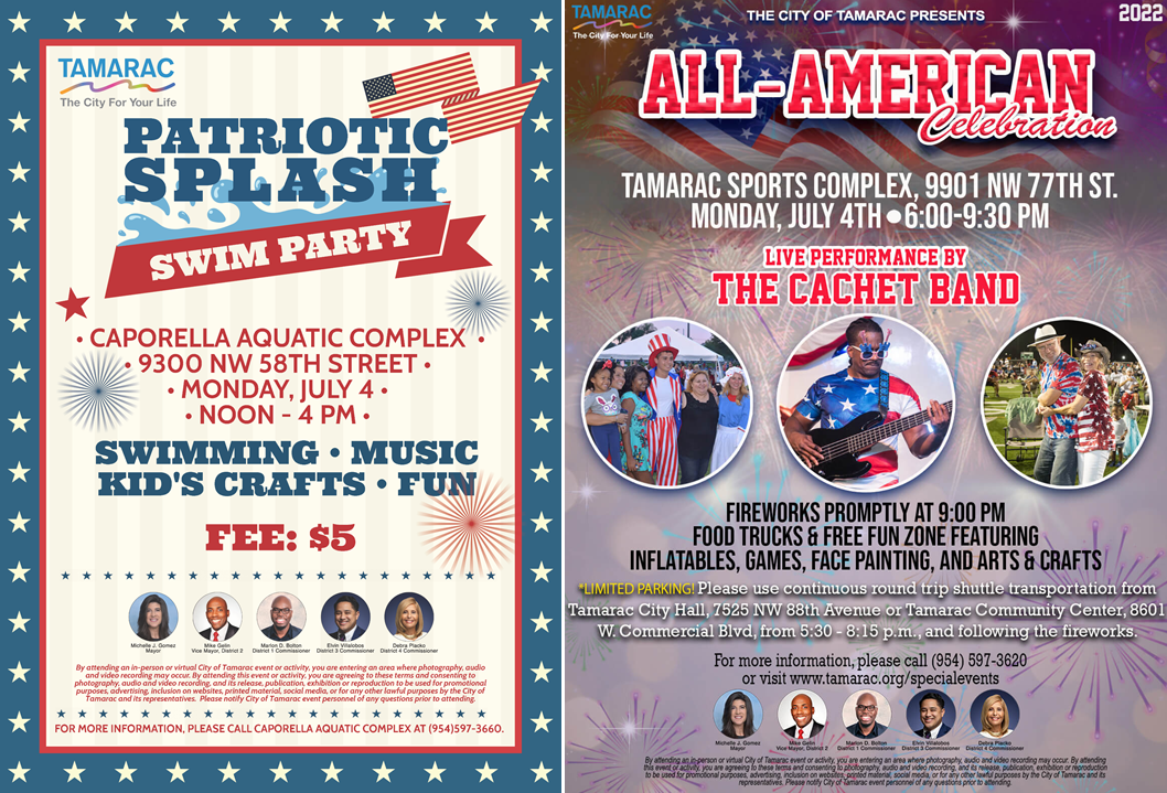 City of Tamarac July 4th event flyers
