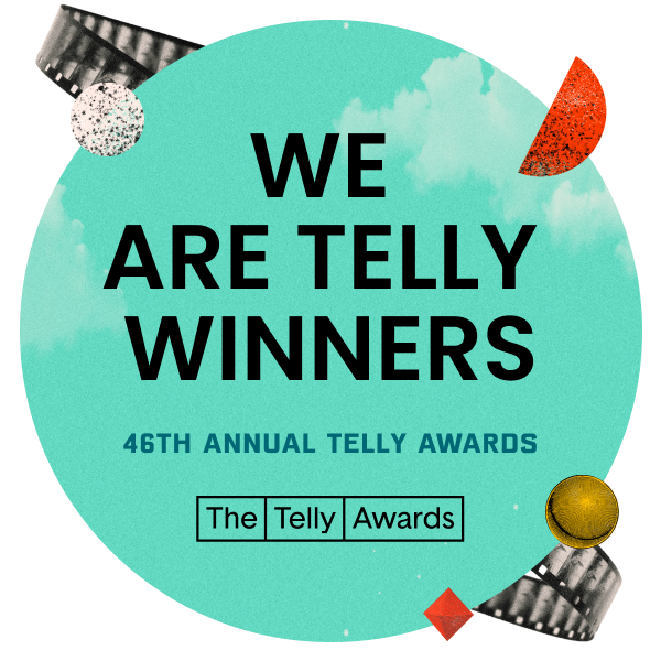 Blue sign with abstract movie icons 