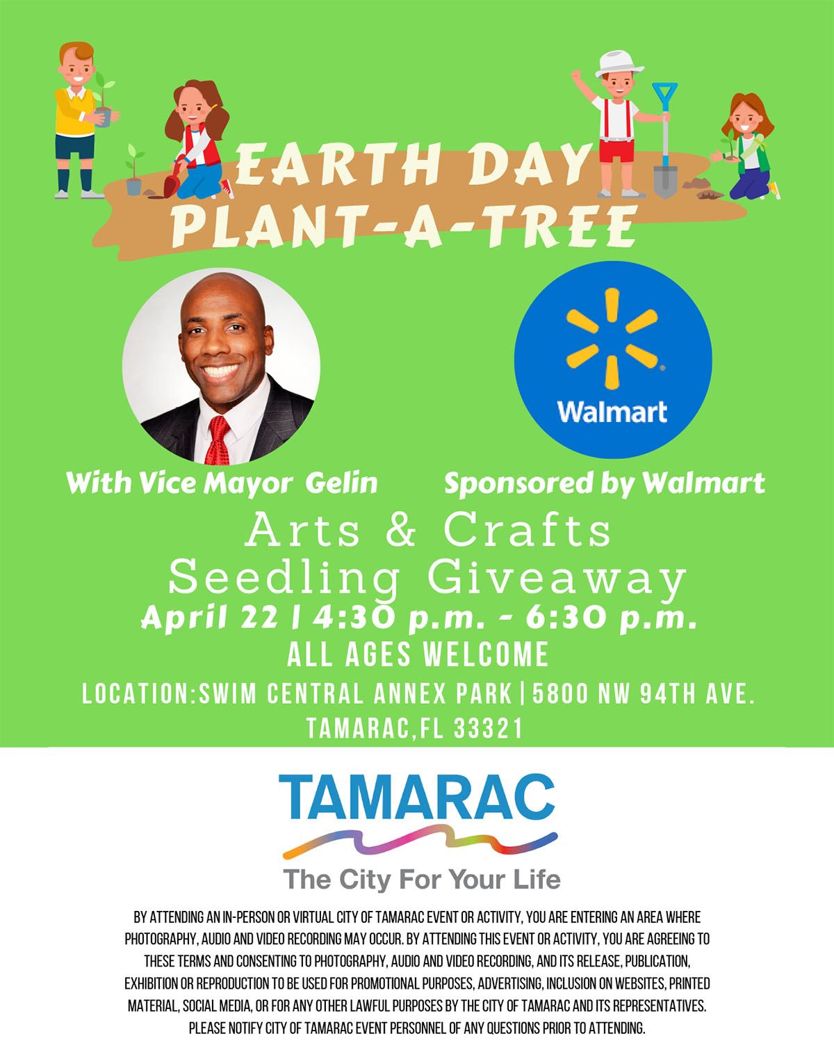 Earth Day Plant A Tree With Vice Mayor Mike Gelin, April 22, 4:30 PM, Swim Central Annex Park